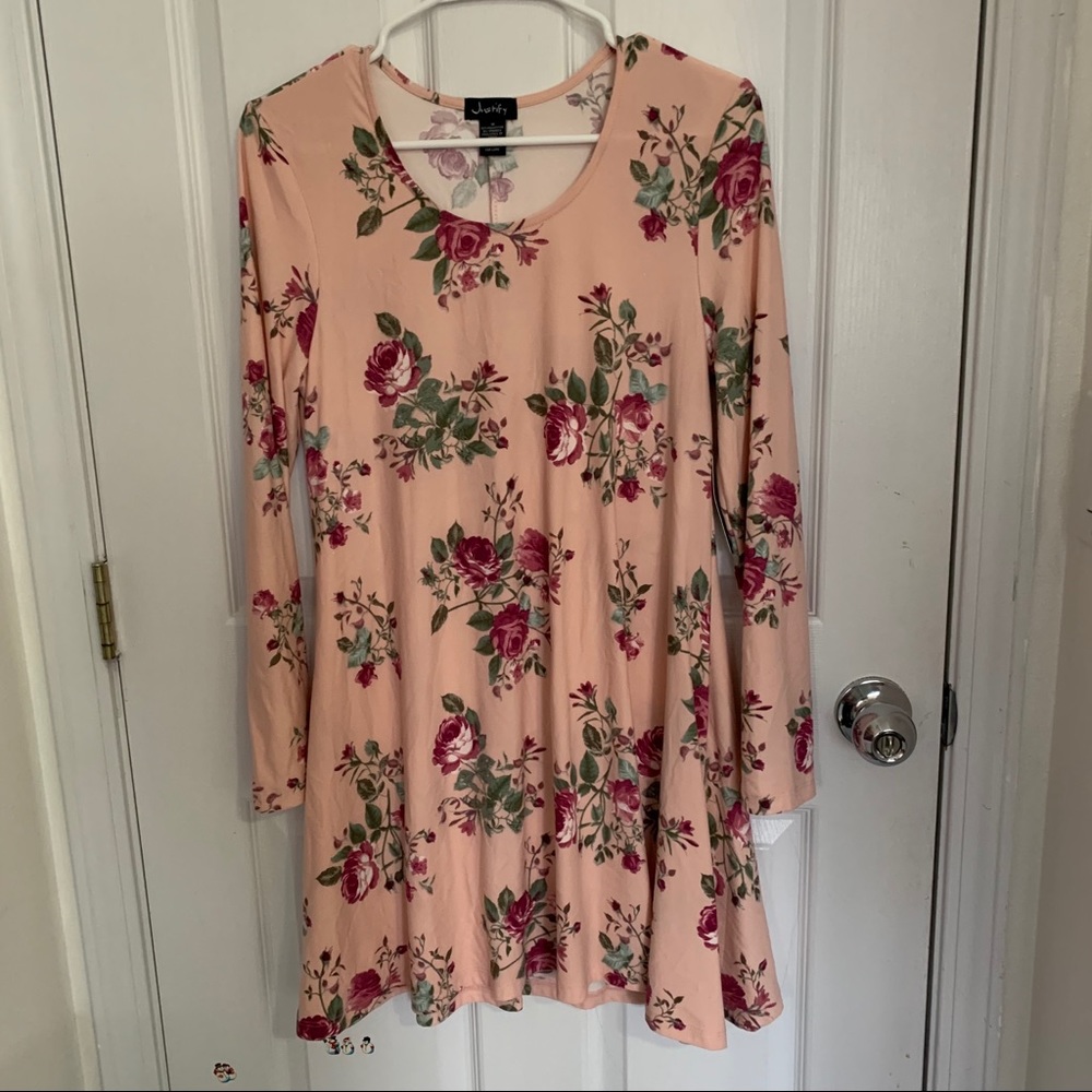 Pink Floral Long Sleeve Dress